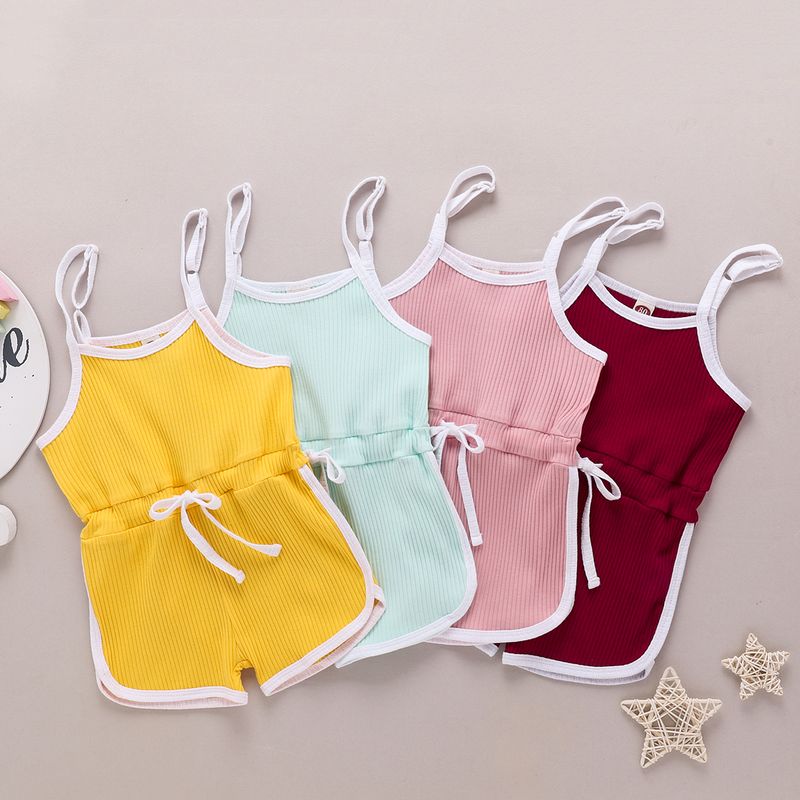 Sommer Einfarbig Hosenträger Overall Mode Lässig Einfache Kinderkleidung
