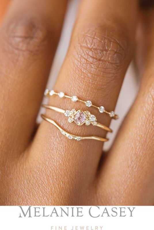 Mode Géométrique Incrusté Strass Trois Pièces Costume Bague En Alliage En Gros