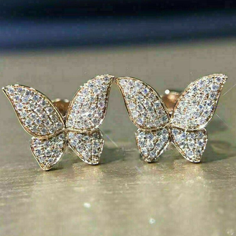 Mode Ohrringe Mikro Verkrustete Zirkon Schmetterling Kupfer Ohrringe