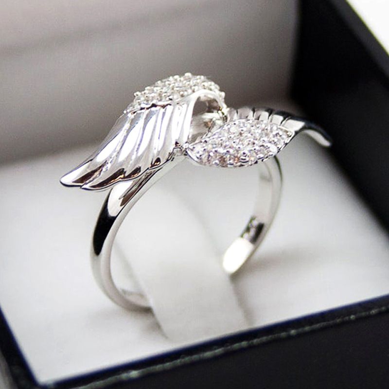 أزياء خاتم جديد الإبداعية أجنحة الملاك الزركون السيدات خاتم النحاس بالجملة