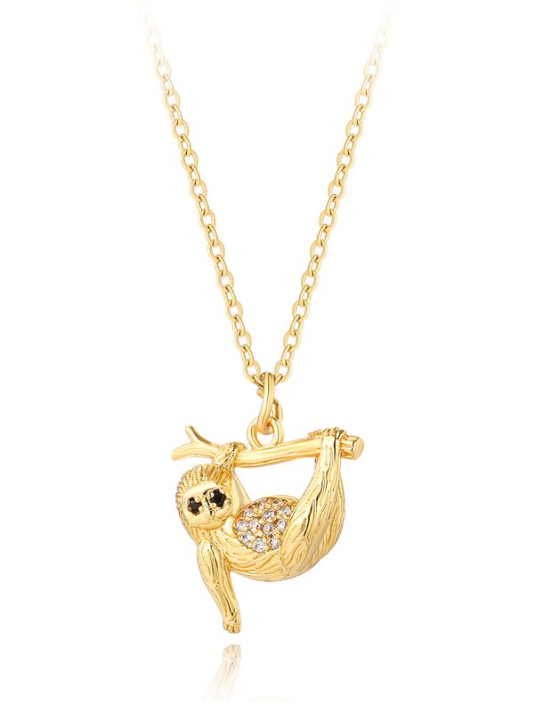 Fashion Copper-plated 18k Gold Sloth Anima Pendantl Necklace