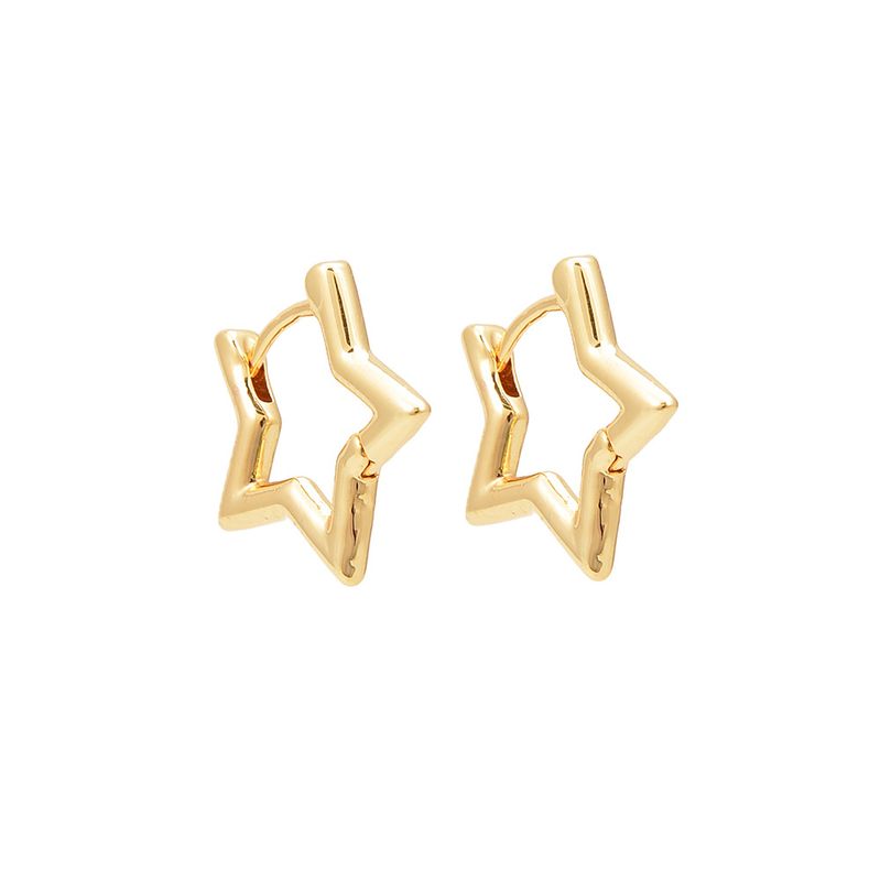 Simple Gold Star Shaped Copper Earrings Wholesale
