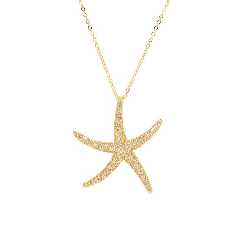Fashion Micro-set Zircon Necklace Creative Copper Electroplating Starfish Necklace