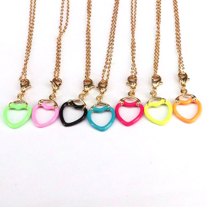 Enamel Color Drop Nectarine Heart Pendant Fashion Pendant Copper Necklace