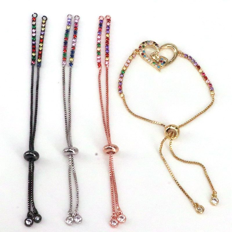 Diy Jewelry Accessories Copper Color Zirconium Push-pull Adjustable Bracelet