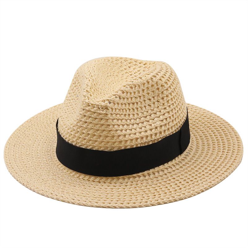 Paille Hommes Et Femmes Été Parasol Plage Grand Chapeau De Soleil À Bord