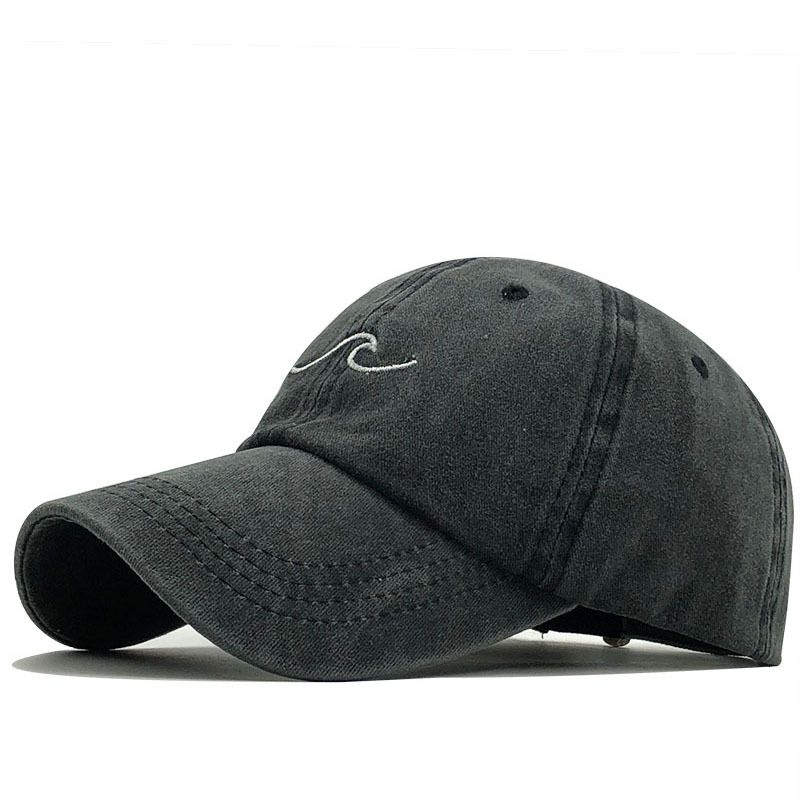 Washed Cotton Wave Embroidery Old Peaked Cap Spring And Summer Outdoor