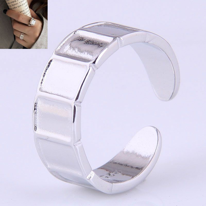 Korean Style Fashion Simple Square Indentation Open Copper Ring