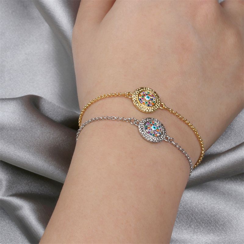 Nueva Pulsera De Diamantes De Ojo De Diablo Para Mujer, Joyería Con Mango De Aceite De Goteo De Cobre De Ojo Redondo Para Mujer