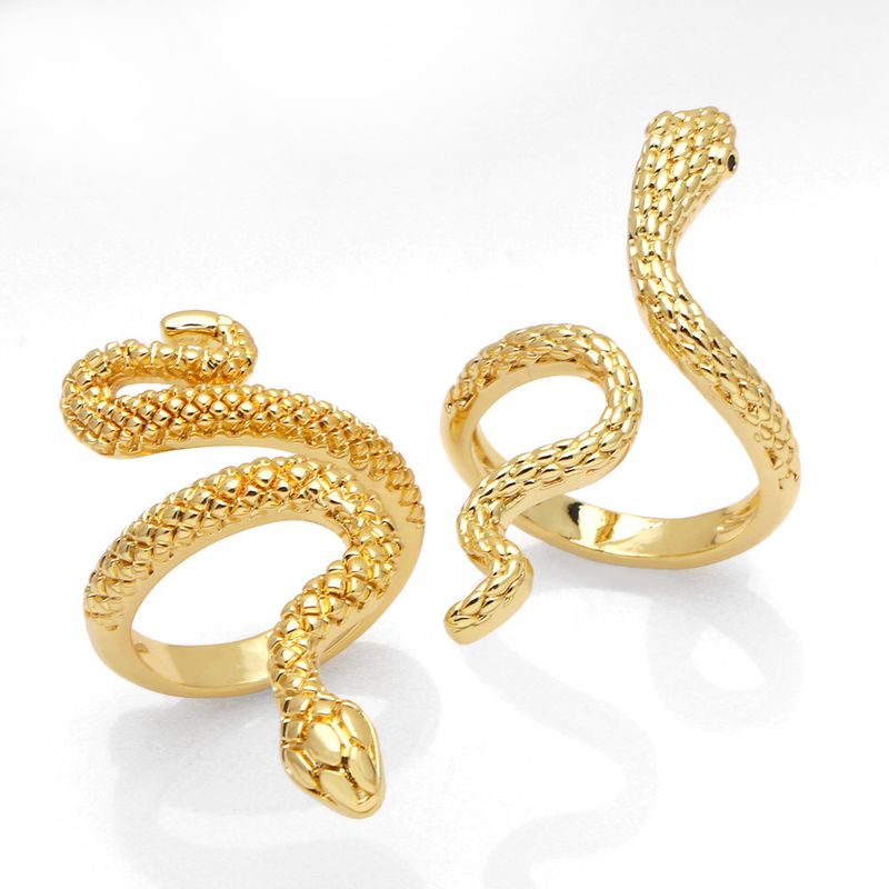Exaggerated Retro Snake-shaped Golden Copper Ring Wholesale