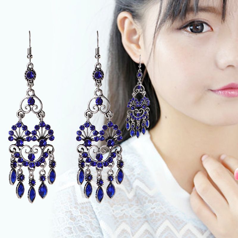 Colorful Multi-layer Geometric Fan-shaped Tassel Earrings Female Wholesale