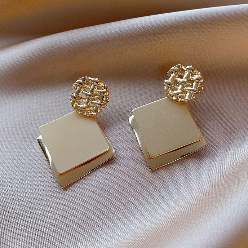 Fashion Geometric Square Sequin Earrings Simple Alloy Earrings