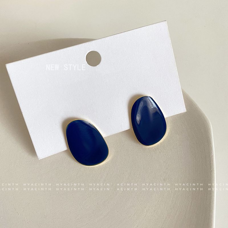 Mode Nouvelles Boucles D'oreilles En Alliage D'élégance De Goutte D'huile Ovale Bleu Klein Femmes