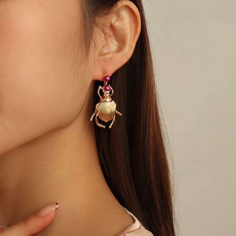 Mode Insekt Ohrringe Retro Kreative Nachahmung Perlenlegierung Ohrringe