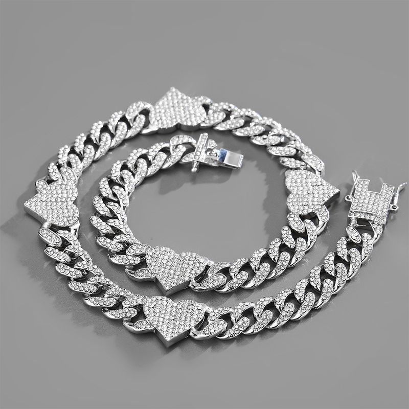 Hip-hop Personality Cuban Chain Temperament Butterfly Necklace Adjustable Bracelet Accessories Couple Models