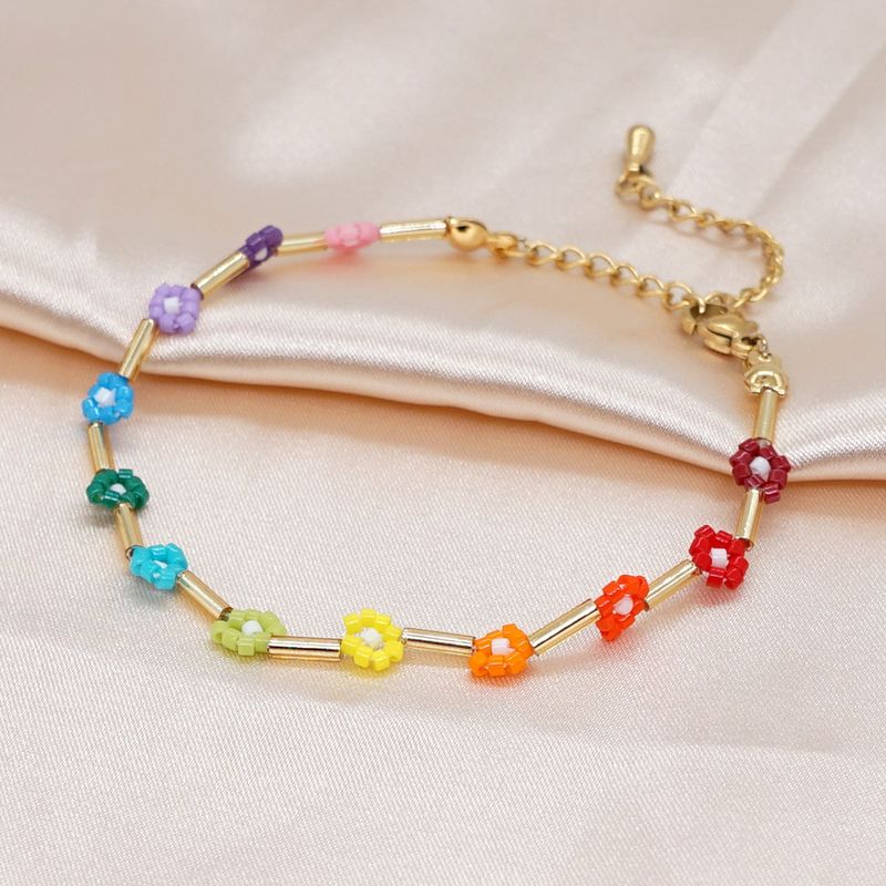 Fashion Miyuki Bead Bracelet Beaded Rainbow Daisy Bracelet