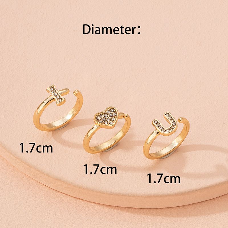South Korean Diamond Letter Love Valentine's Day Ring Set Simple Fashion Alloy Ring