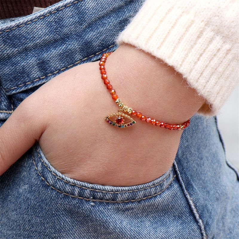Nouveau Bracelet Creative Devil&#39;s Eye Avec Bracelet En Perles Semi-précieuses En Diamant De Couleur Fantaisie