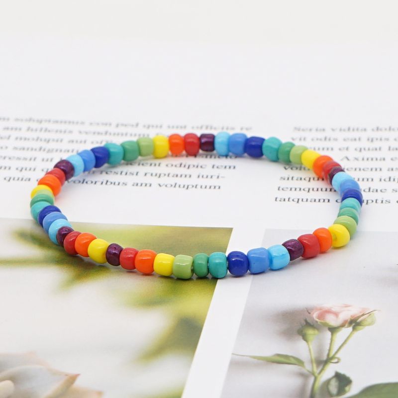 New Glass Beads Colorful Enamel Small Bracelet Female Summer Hand-beaded Bracelet
