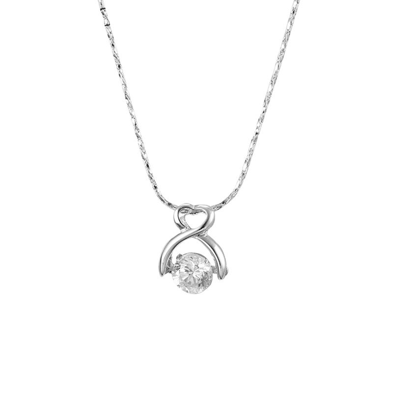 Fashion Heart-shaped Necklace Inlaid Diamond Alloy Collarbone Chain