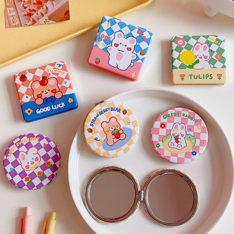 Female Portable Makeup Small Cute Folding Student Hand-held Double-sided Mirror