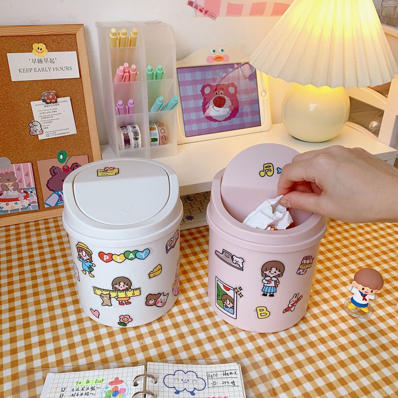 Desktop Small Trash Can Tube New Home Cute Cover Mini Storage Box