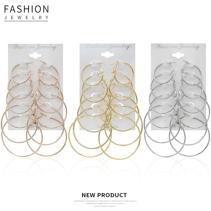 Fashion Large Circle Alloy Earrings 6-piece Set
