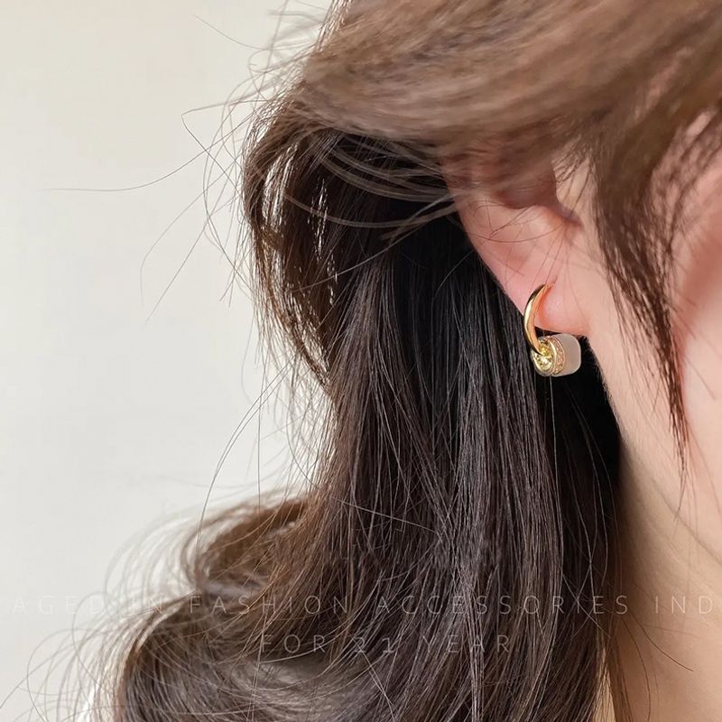 Fashion New Trendy Small Opal Copper Hoop Earrings Wholesale
