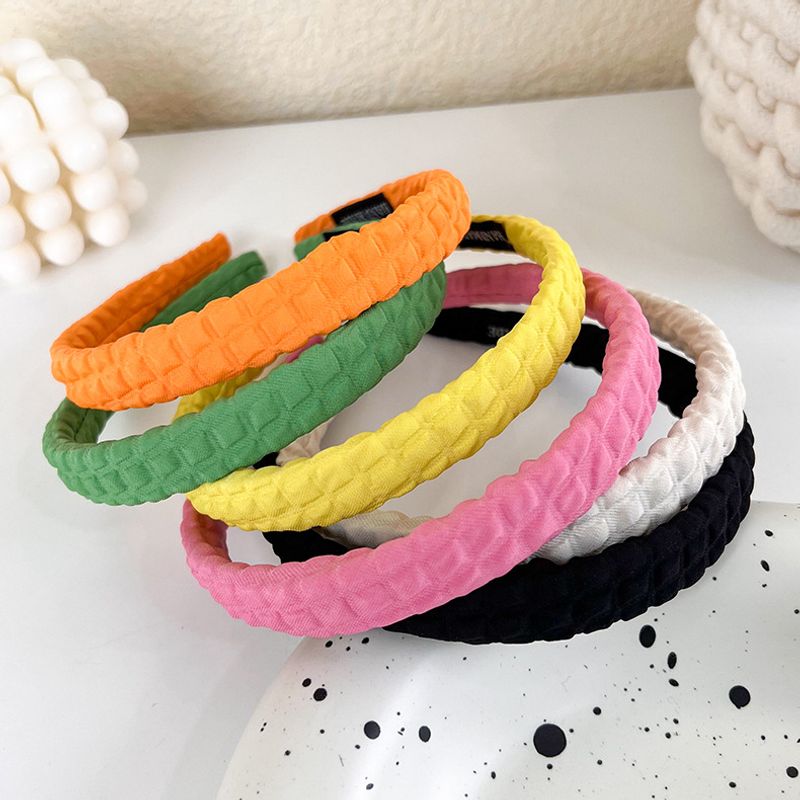 Simple Fold Solid Color Candy-colored Plaid Headband Wholesale