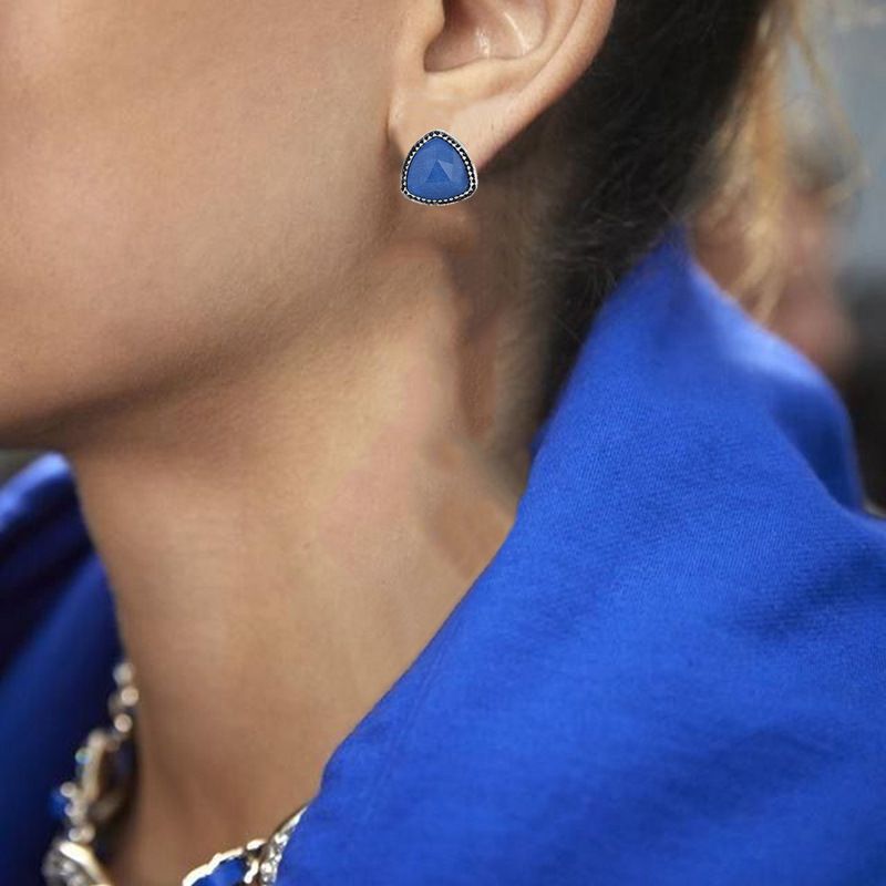Simple Inlaid Diamond Fashion Geometric Earrings Ring 8 Sets