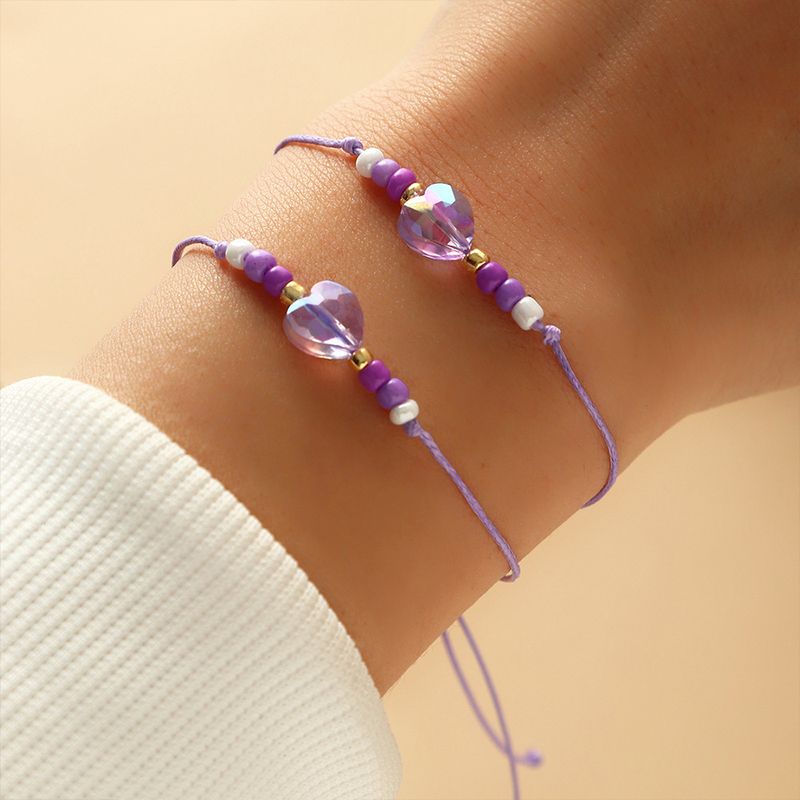 Women's Jewelry Cardboard Bracelet Color Crystal Pendant Two-piece Bracelet