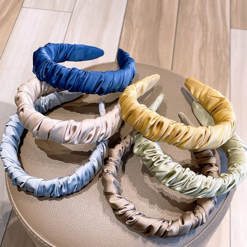 Retro Solid Color Fold Silk Wrinkled Large Headband Wholesale