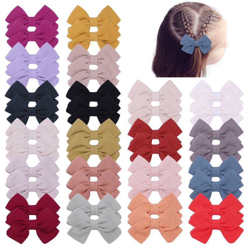 Children's Hair Accessories Simple Bow Ponytail Clip Solid Color Fabric Hair Clip