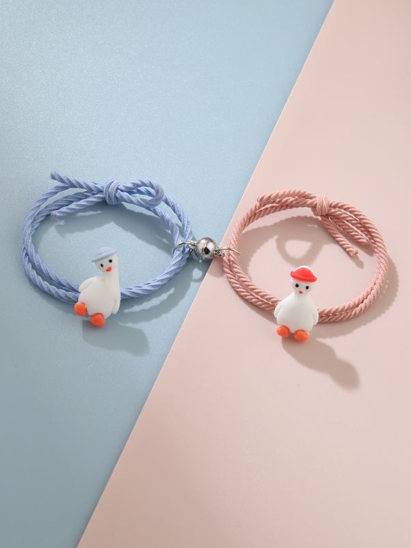 2022 New Love You Duck Magnet Attracts Couples Head Rope Bracelet Dual-use Pair Of Cute Duck Bracelets