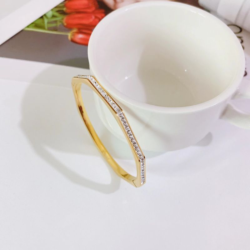 Mode Simple Nouveau Bracelet En Diamant En Acier Au Titane Plein De Diamants Incrustés De Zircon