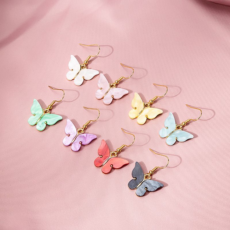 Shell Butterfly Fashion Color Gradient Alloy Earrings