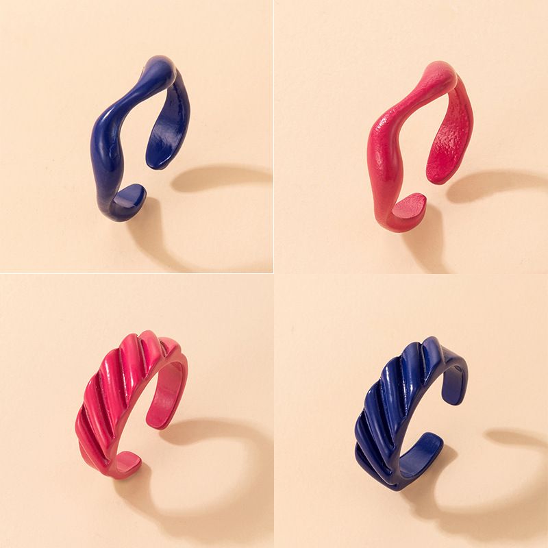 Fashion Color Spray Paint Single Ring Geometric Irregular Open Ring