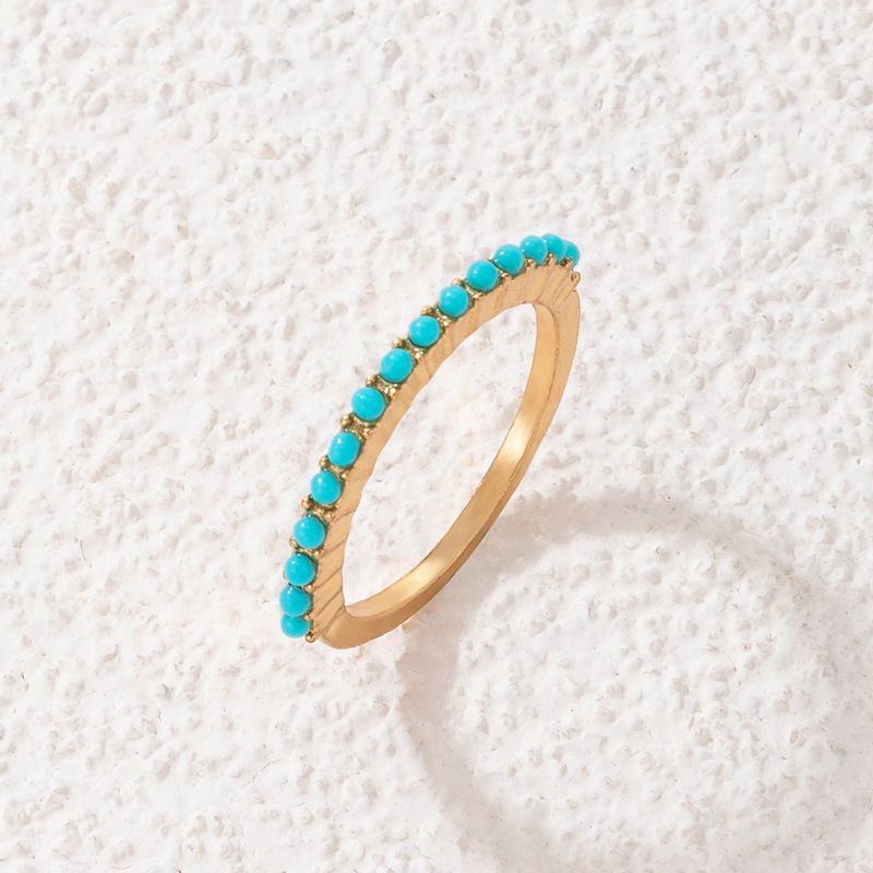 Fashion Blue Imitation Gemstone Inlaid Ring Geometric Simple Single Ring