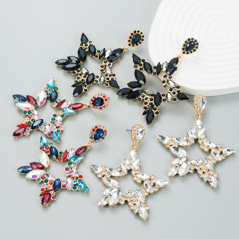 Fashion Alloy Diamond Rhinestone Irregular Star Earrings Female Wholesale