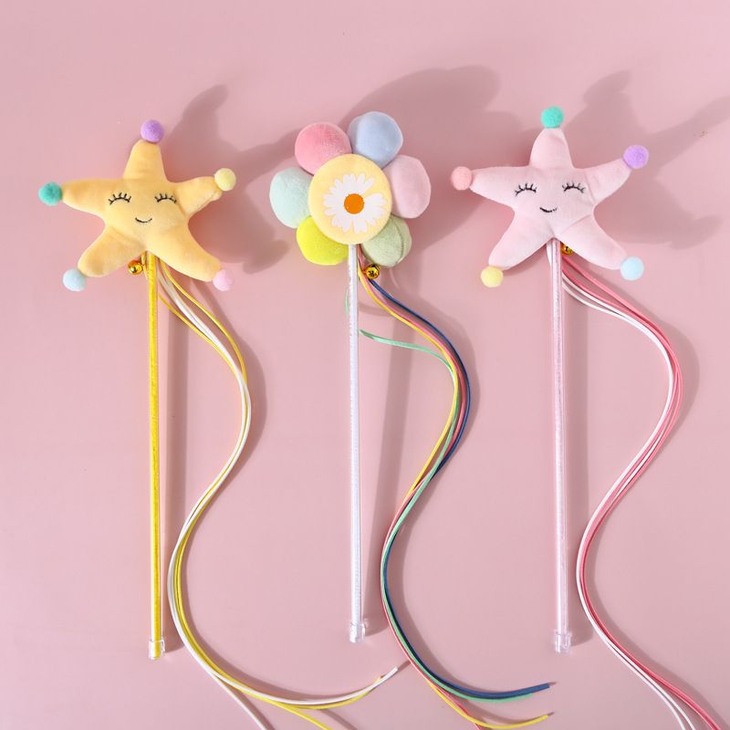 Cute Plush Toy Starfish Sun Flower Tassel Bell Cat Toy