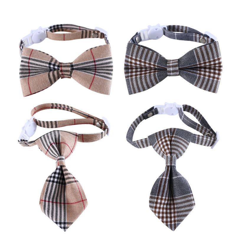Pet British Gentleman Plaid Striped Bow Tie Collar Cat Dog Anti-suffocation Accessories