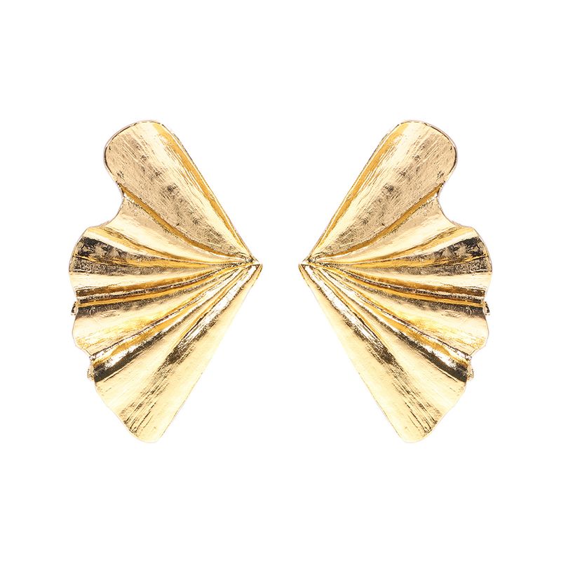 Fashion Metal Texture Butterfly Earrings Retro Folds Ginkgo Leaf Earrings Wholesale