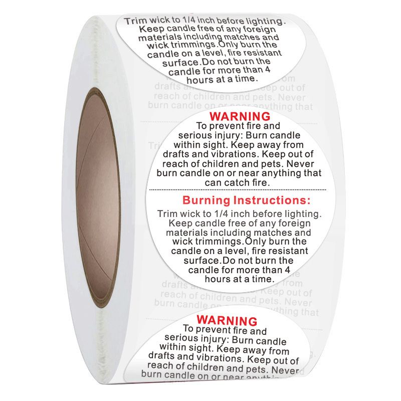 1.5 Inch Black And White Warning Round Warning Stickers Self-adhesive Labels