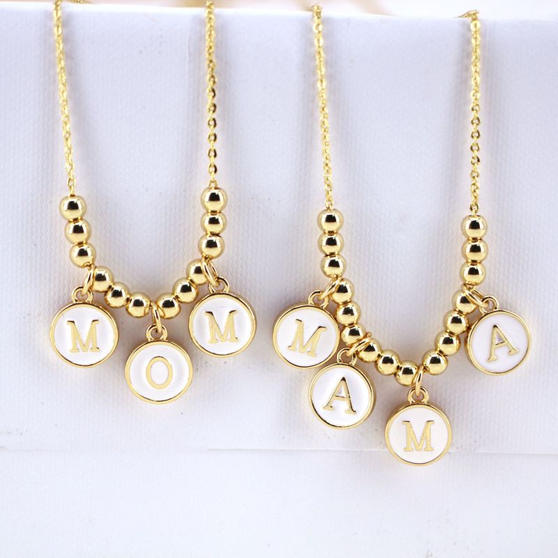 Mama Letter Necklace Mother's Day Gift Ladies Drip Oil Enamel Pendant Copper Necklace
