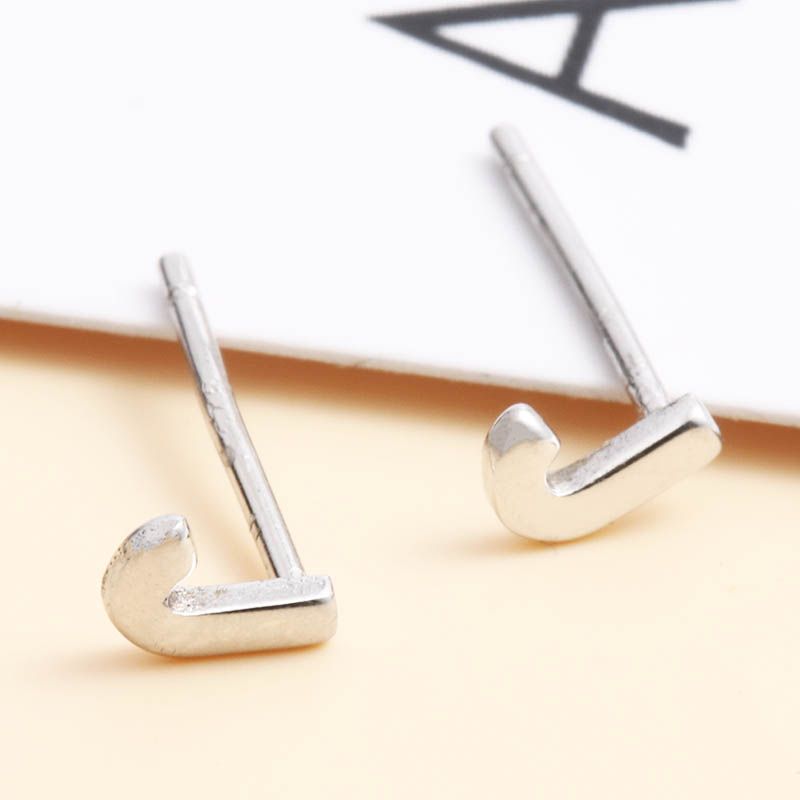 Fashion Small Letter J 925 Silver Stud Earrings