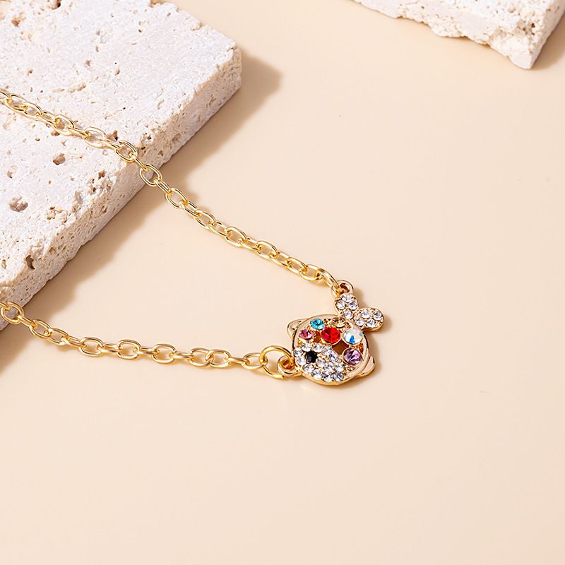 Retro Colorful Diamond-studded Fish And Duck Pendant Necklace