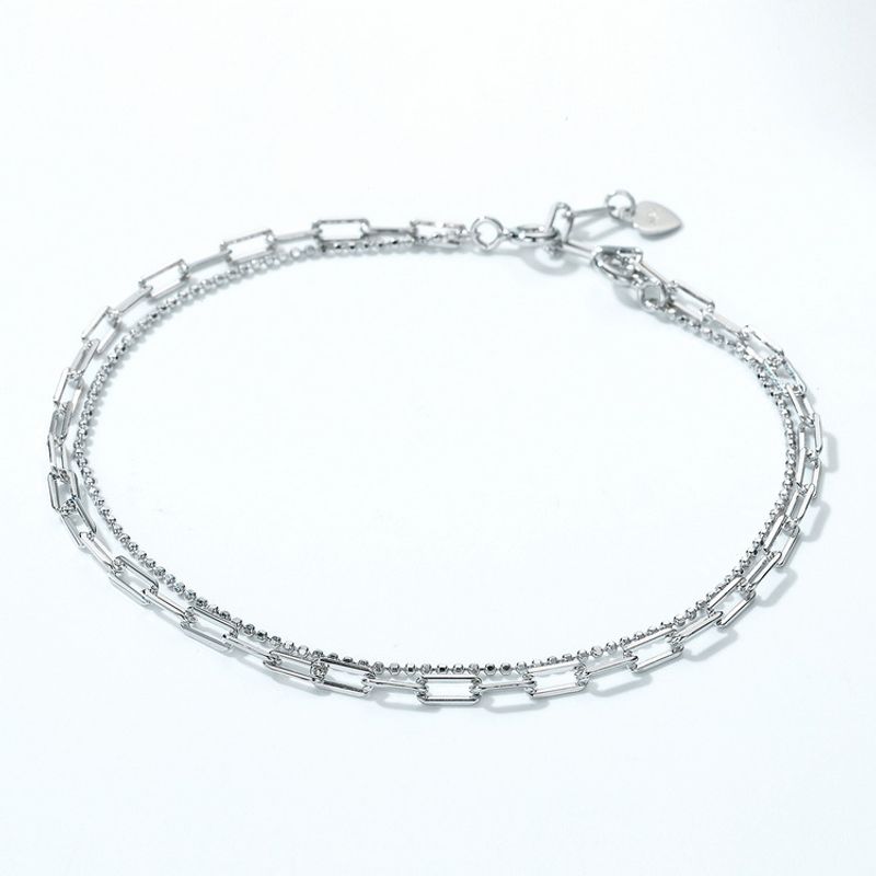 Korean Style Fashion 925 Silver Double Bead Chain Bracelet Wholesale
