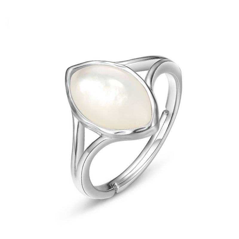 New Retro Simple 925 Silver Electroplating Simple Geometric White Shell Ring