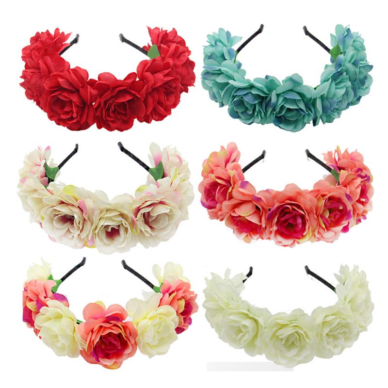 Ladies Garland Simulation Silk Rose Flower Headband Children's Hair Accessories