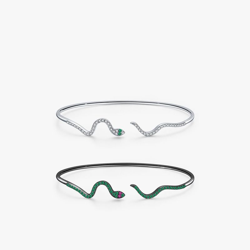 S925 Sterling Silver Fashion Snake-shaped Open Bracelet Jewelry